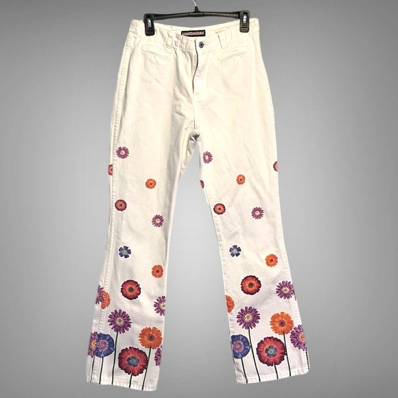 UNIONBAY Denim - Rare Vintage White Flare Flower Print Jeans